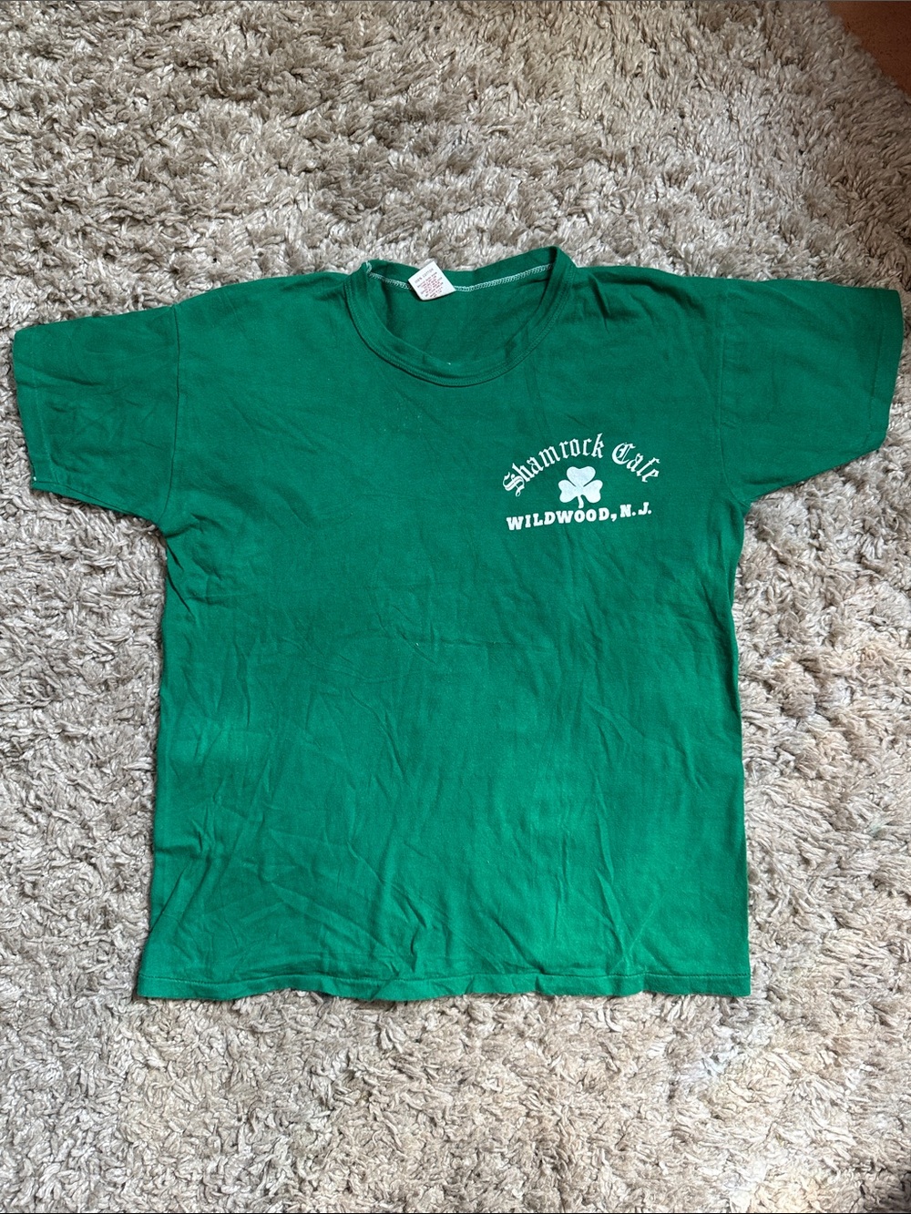 Vintage 80s Russell Athletic Shamrock Cafe Wildwood NJ Dive Bar T-Shirt